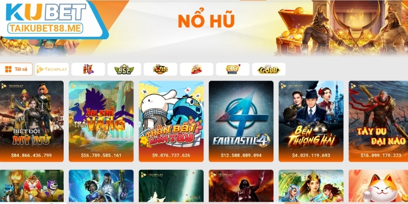 Danh sách các game nổ hũ thịnh hành tại nhà cái Kubet88