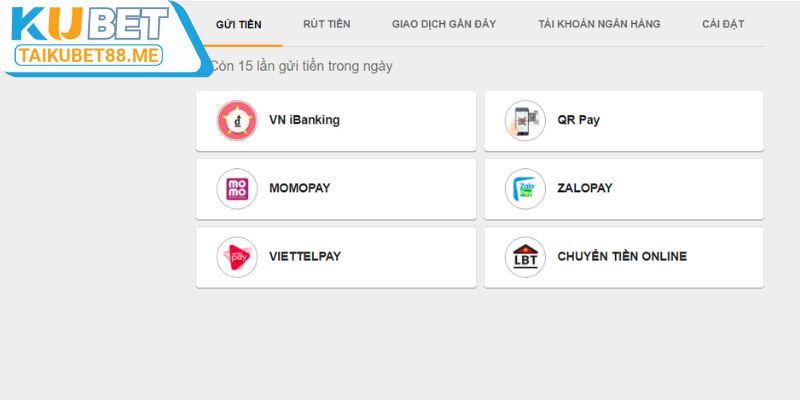 Hướng dẫn nạp tiền tại hệ thống Kubet88 chi tiết nhất
